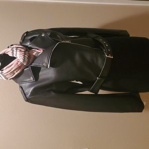 Faux leather Crop Motto Jacket